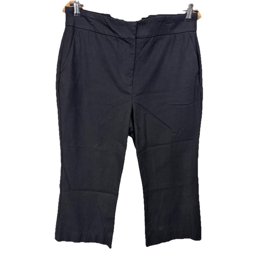 Boden Women's Sz 14R Black Cropped Chino Pants Flat Front Straight Leg‎ Classic